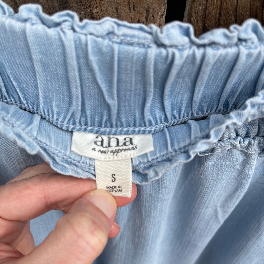 Ana Small Wide Leg Cropped Pull On Pants Pastel Blue Lyocell Elastic Waist Comfy - Picture 5 of 7